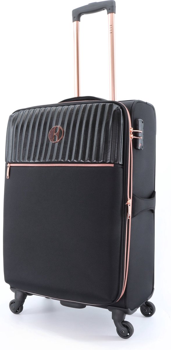 ELLE Giant M - zachte bagage koffer met 4 wielen. Zwart