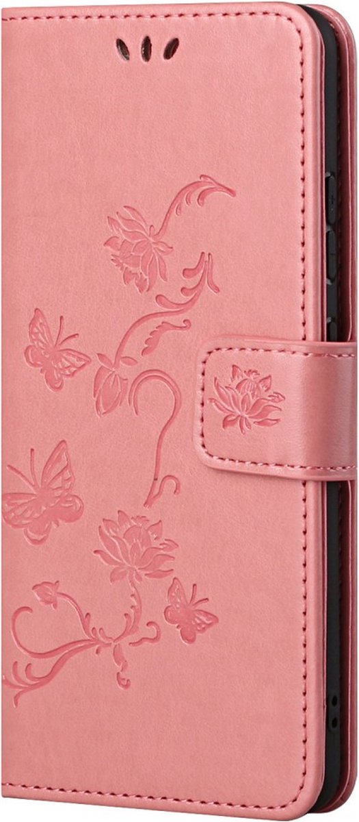 Roze vlinder book case hoesje Telefoonhoesje geschikt voor Samsung Galaxy A33