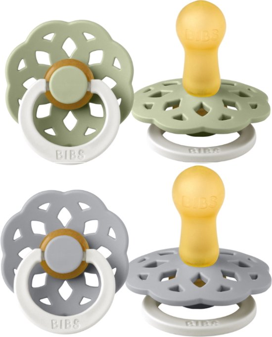 Bibs Boheme Glow In The Dark Sage/Cloud 618 mnd 2 Stuks Fopspeen