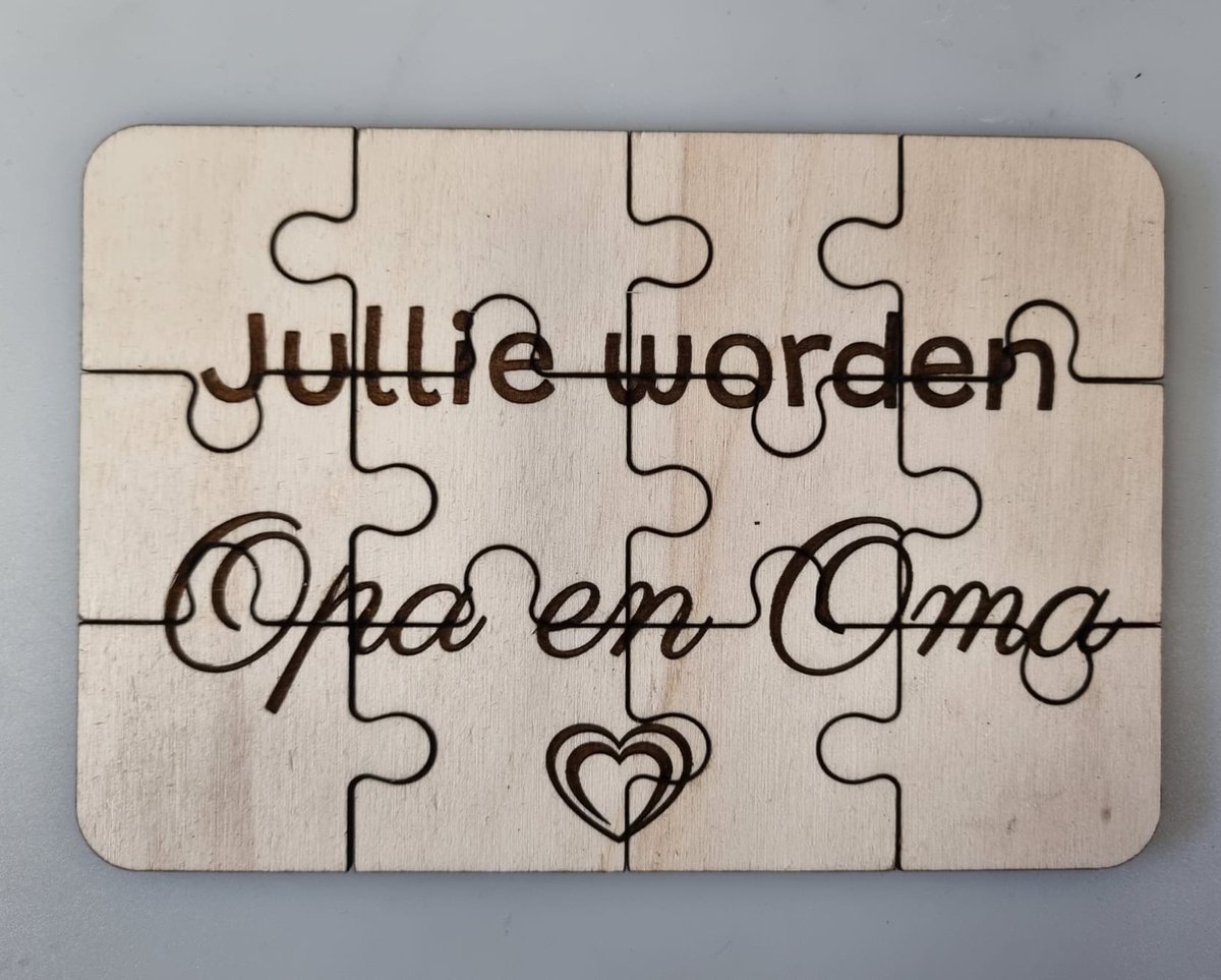 Puzzeltje ''Jullie worden Opa en Oma'' - zwangerschapsaankondiging - Opa en Oma - baby on the way - Aankondiging Zwangerschap