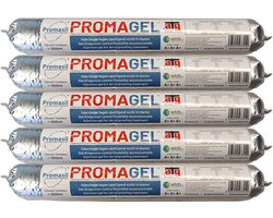 Promasil PromaGel - Injectiegel Opstijgend vocht - ATG nr 3107 (kwaliteitscertificaat) - WTCB A+A+A+ (hoogste kwaliteit) - worst 600ml - 5 stuks