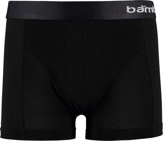 Zwarte bamboe boxershort voor heren met grijze elastische band met logo.