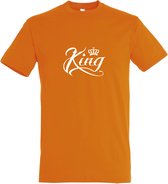 Oranje T shirt met  " King " print Wit size XS