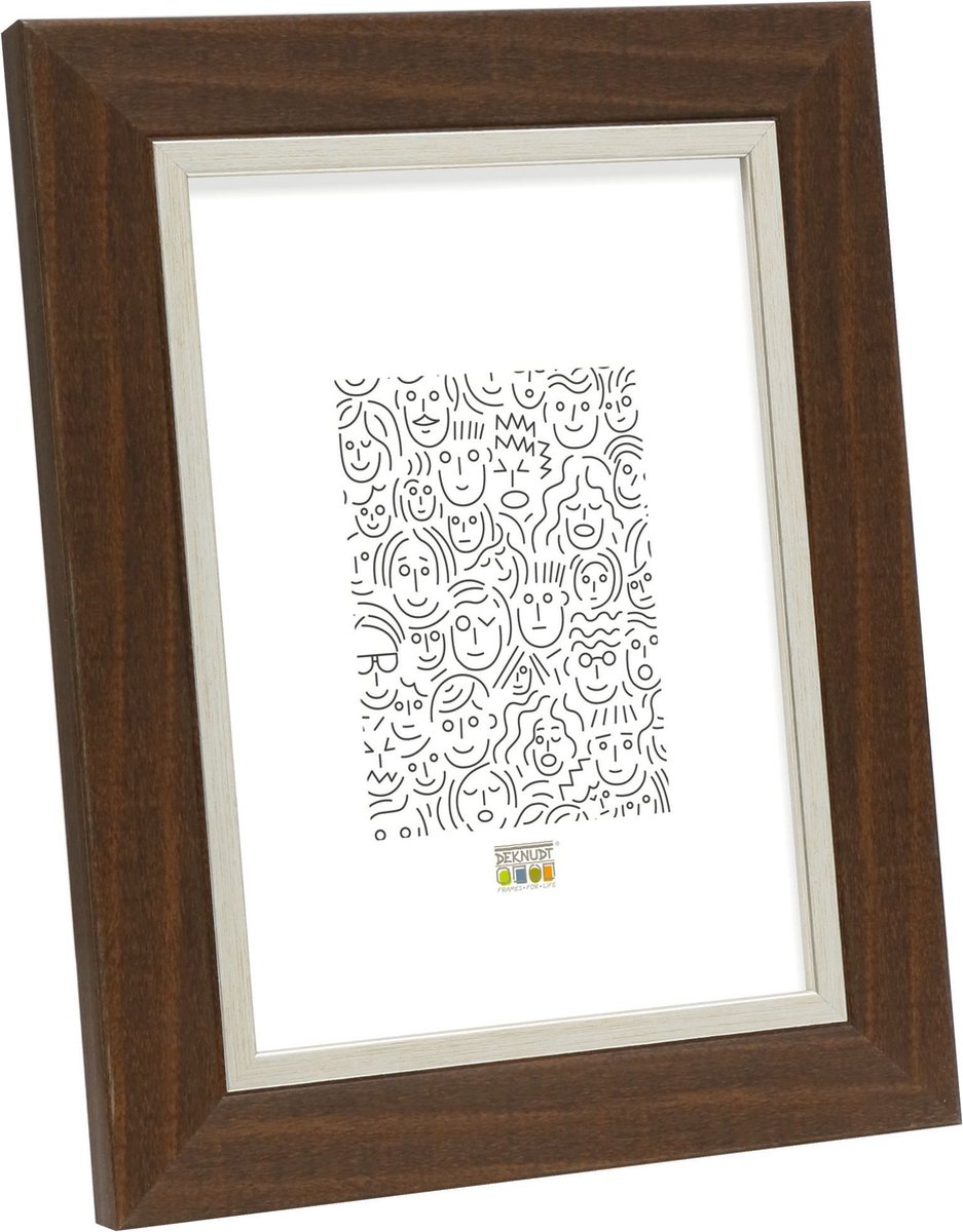 Deknudt Frames fotolijst S45VH3 - bruin met zilverbies - foto 10x15 cm