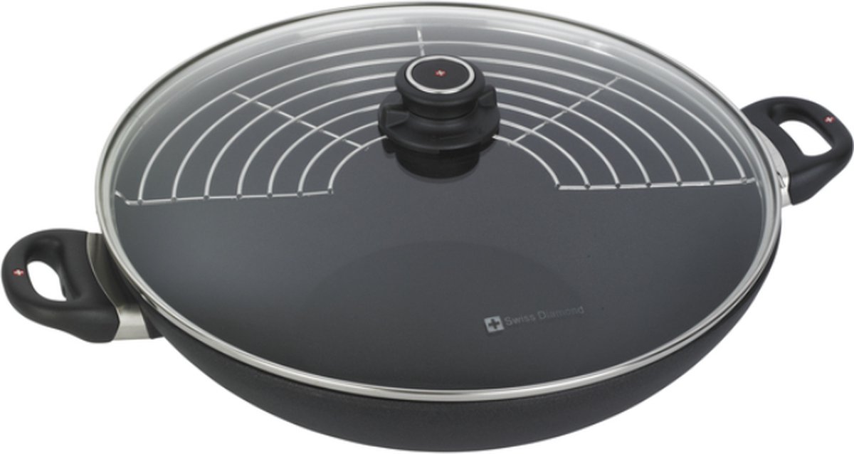 4BIG.fun Wok braadpan van roestvrij staal, 40 cm, anti-aanbaklaag