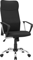 Bureaustoel, ergonomische bureaustoel, draaistoel, gestoffeerde zitting, stoffen bekleding, in hoogte verstelbaar en kantelbaar, tot 120 kg draagvermogen, zwart OBN034B01
