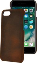 Hoesje iPhone SE 2022 - Echt Leer Backcover - iPhone SE2022 Case Echt Leder Back Cover Antiek Donker Bruin
