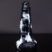 Siliconen - Grote Tweekleurige Beast Dildo met Noppen - 21cm Lang - Met Zuignap - Realistisch - Zacht - Unisex - Zwart / Wit