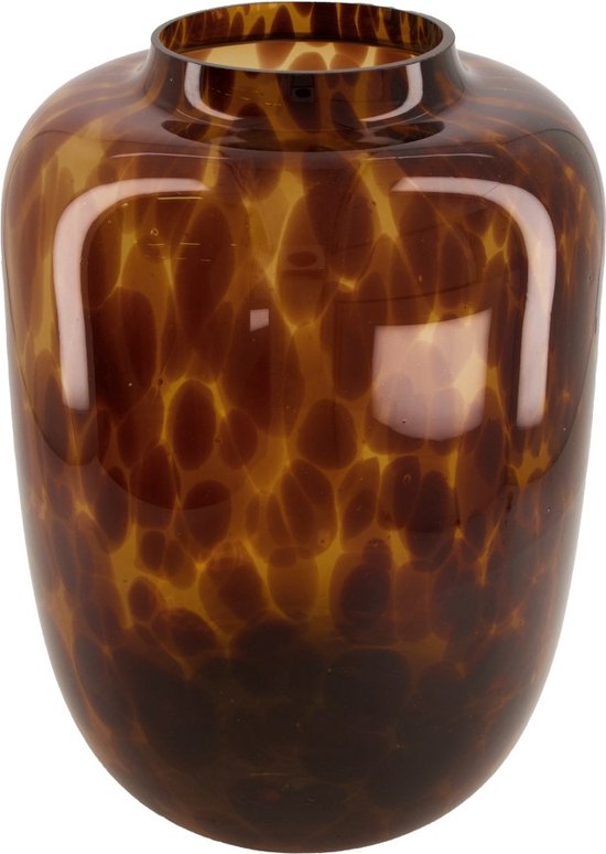 Natural Collections - Cheetah vaas XL - 34 cm hoog - glas - bruin leopard