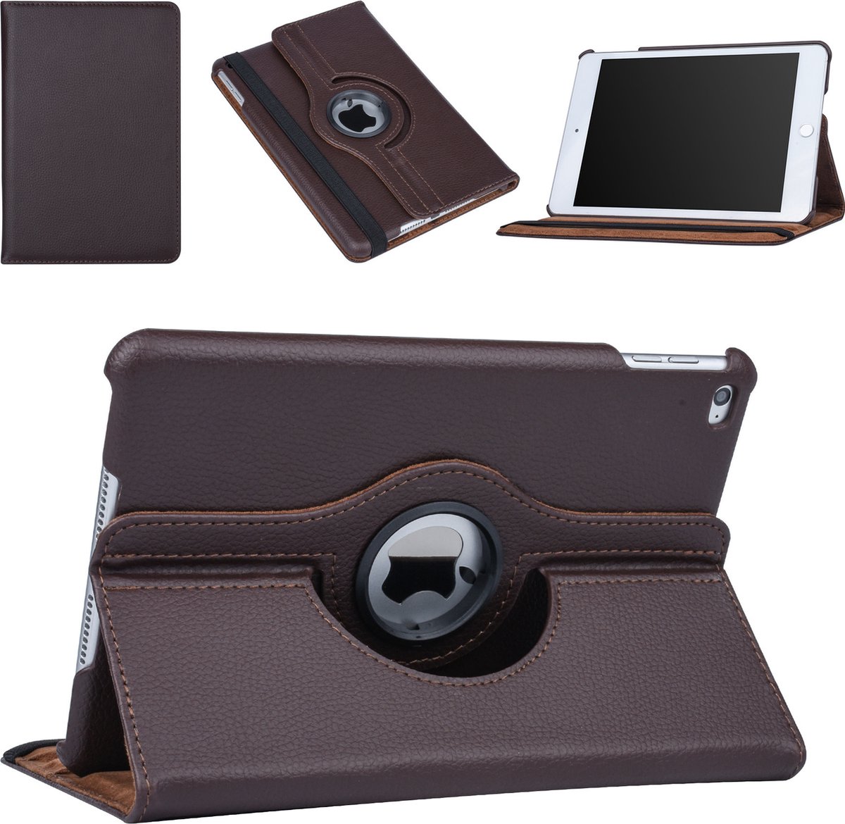 Apple iPad Mini 4 Bruin 360 graden draaibare hoes - Book Case Tablethoes