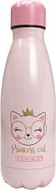 RVS thermosfles - roze - Princess Cat - 350 ml - waterfles - drinkfles - sport