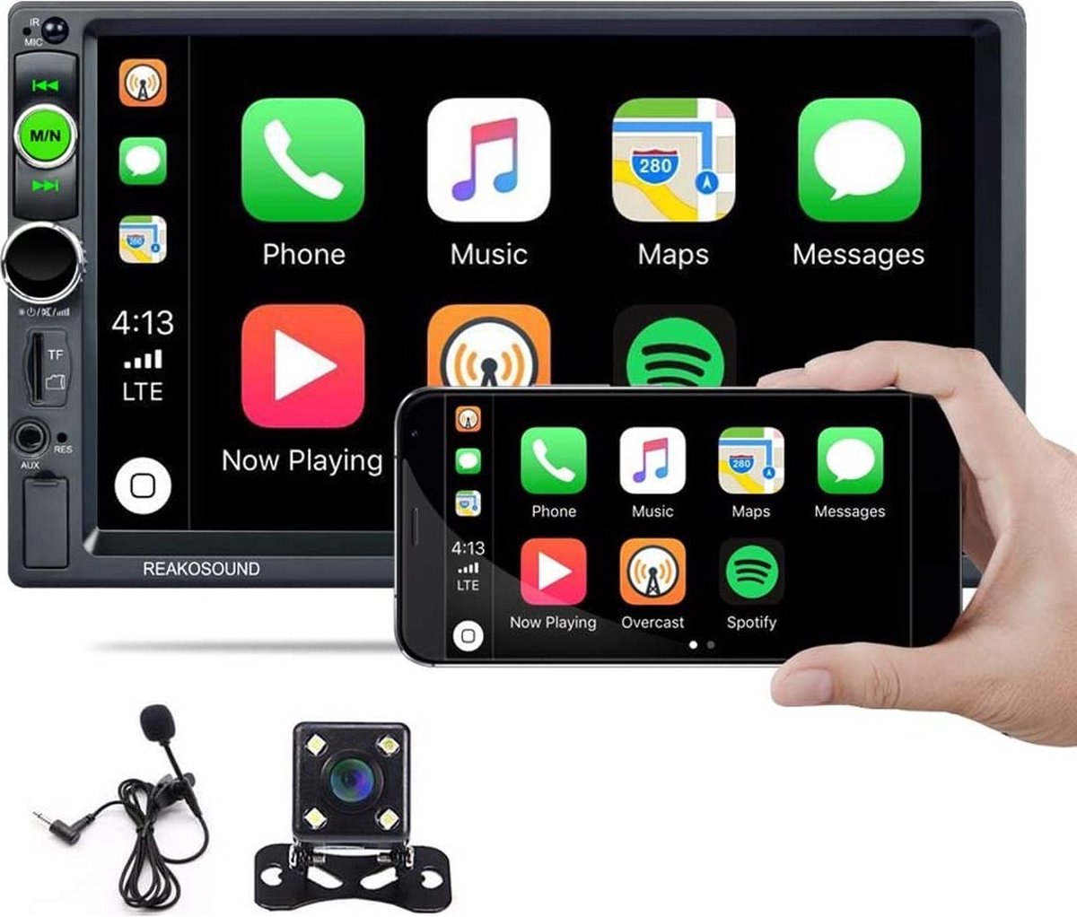TechU™ Autoradio AT51 – 2 Din Dual Camera – 7” Touchscreen – Bluetooth – Android & iOS – Handsfree bellen – FM radio – USB – Incl. Afstandsbediening + Stuurwielbediening + Microfoon + Achteruitrijcamera