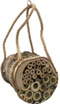 GARDEN SPIRIT Hôtel à abeilles bouleau suspendu bambou 16 x Ø13 cm Hôtel à insectes