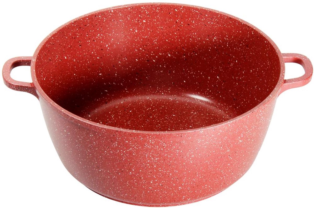 Pannenset 10 delig Keramische coating Red Marmer look