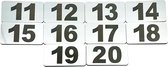 Nummerplaatje 11 t/m 20 - Nummerbordje - Huisnummer - Deur en Kamernummer - Lockernummer - Plakcijfers - Zelfklevend - Brievenbus Nummer - RVS Look - 80 mm x 50 mm x 1,6 mm - 5 jaar Garantie