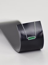 Armband met groene bedel - zilver