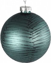 kerstbal Zenda 10 cm glas petrol