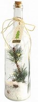 fles met led en kersttak 33 cm glas wit