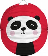 lampion Panda junior 22 cm papier rood/zwart
