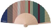 waaier Gestreept 42,5 x 23 cm hout/textiel multicolor