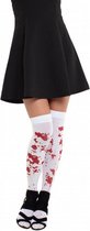 kousen bloed dames polyester wit/rood one-size
