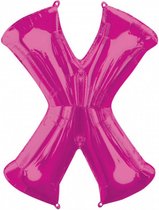 folieballon letter X 68 x 88 cm roze