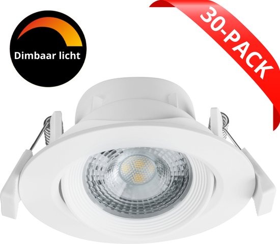 Proventa DimSpot LED Inbouwspots wit voor binnen - Dimbaar & Kantelbaar - 30 Inbouw spotjes