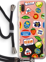 Case Company® - Samsung Galaxy A20e hoesje met Koord - Fruitsticker - Telefoonhoesje met Zwart Koord - Bescherming aan alle Kanten en Over de Schermrand