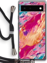 Case Company® - Google Pixel 6 hoesje met Koord - Pastel Echoes - Telefoonhoesje met Zwart Koord - Bescherming aan alle Kanten en Over de Schermrand