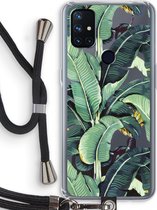 Case Company® - OnePlus Nord N10 5G hoesje met Koord - Bananenbladeren - Telefoonhoesje met Zwart Koord - Bescherming aan alle Kanten en Over de Schermrand