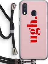 Case Company® - Samsung Galaxy A40 hoesje met Koord - Ugh - Telefoonhoesje met Zwart Koord - Bescherming aan alle Kanten en Over de Schermrand