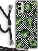 Case Company® - OnePlus 9 hoesje met Koord - Geometrische jungle - Telefoonhoesje met Zwart Koord - Bescherming aan alle Kanten en Over de Schermrand