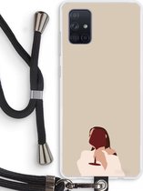 Case Company® - Samsung Galaxy A71 hoesje met Koord - I drink wine - Telefoonhoesje met Zwart Koord - Bescherming aan alle Kanten en Over de Schermrand