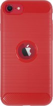 BMAX Carbon soft case hoesje voor iPhone SE 2022 - Soft cover - Beschermhoesje - Telefoonhoesje - Apple - Telefoonbescherming - Back cover - Rood