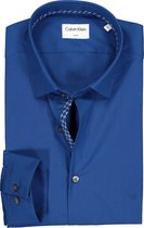 Calvin Klein slim fit overhemd - poplin - donkerblauw (contrast) - Strijkvriendelijk - Boordmaat: 38