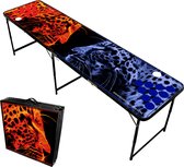 Beerpongexpress - Table Beer Pong - Cadre Zwart - Beerpong - Panthers - Éclairage LED - Pliable