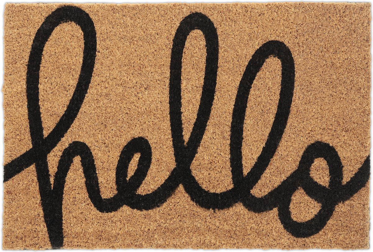 deurmat kokos - Hello opdruk - 40x60 cm - kokos - binnen - buiten