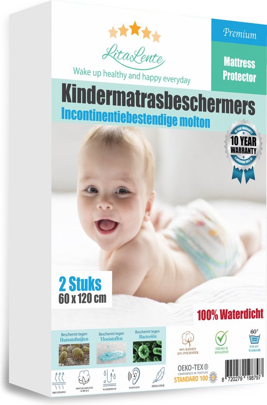 2x LitaLente Baby Matrasbeschermer 60x120 cm - Waterdicht ademend huismijtwerend... | bol.com