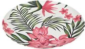 Bord met plant en bloem print SANDER - Roze / Groen - Melamine - Ø 25 cm - Set van 2 - Bord - Eetbord - Dinerbord - Bestek - Servies - Eten