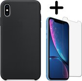 Fooniq Silicone Hoesje Zwart + Screenprotector - Geschikt Voor Apple iPhone XR