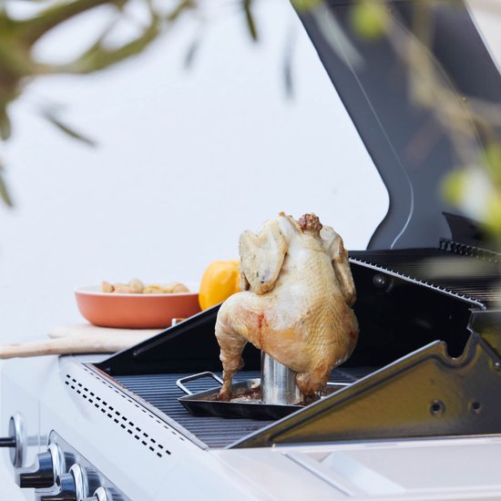 Barbecook Kip Grill – Beercan Chicken – Voor BBQ & Oven - Incl. Vetopvang – RVS – 27,5x18,5 cm - Barbecook
