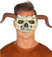 masker Skelet met hoorns foam wit/bruin one-size