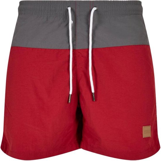 Urban Classics Zwemshorts Block Rood/Grijs