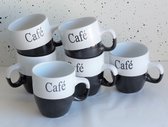 Siaki, Excellent Houseware, Café kopje, zwart, 150 ml, 6 stuks
