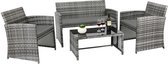 Happyment Tuinset 4 persoons - Wasbare kussens - Tuintafel met stoelen - Tuinsets - Loungeset tuinmeubels