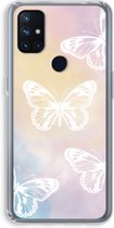 Case Company® - OnePlus Nord N10 5G hoesje - White butterfly - Soft Cover Telefoonhoesje - Bescherming aan alle Kanten en Schermrand
