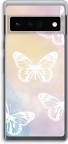 Case Company® - Google Pixel 6 Pro hoesje - White butterfly - Soft Cover Telefoonhoesje - Bescherming aan alle Kanten en Schermrand