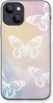 Case Company® - iPhone 13 mini hoesje - White butterfly - Soft Cover Telefoonhoesje - Bescherming aan alle Kanten en Schermrand