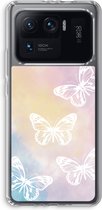Case Company® - Xiaomi Mi 11 Ultra hoesje - White butterfly - Soft Cover Telefoonhoesje - Bescherming aan alle Kanten en Schermrand