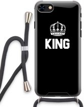 Case Company® - iPhone 7 hoesje met Koord - King zwart - Telefoonhoesje met Zwart Koord - Extra Bescherming aan alle Kanten en Over de Schermrand